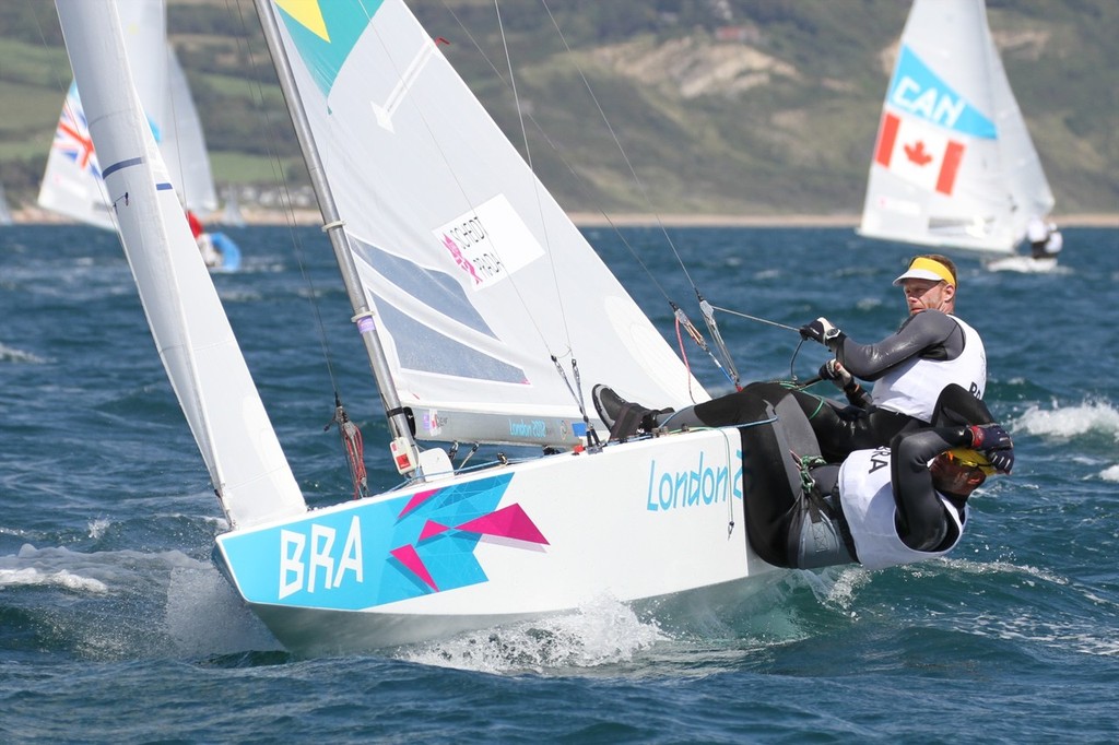 July 28, 2012 Robert Scheidt and Bruno Prada (BRA)  Star Two Man keelboat 2012 Olympic regatta © Richard Gladwell www.photosport.co.nz